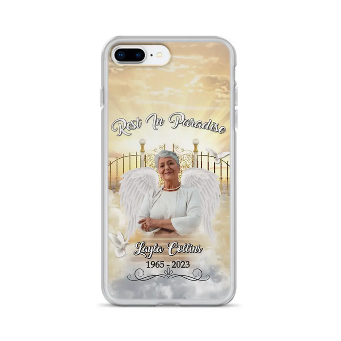 Custom Personalized Rest In Paradise Memorial Phone Case - Upload Photo - Memorial Gift Idea For Family - Case For iPhone And Samsung