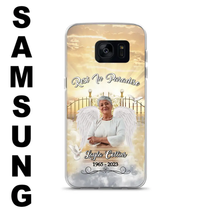 Custom Personalized Rest In Paradise Memorial Phone Case - Upload Photo - Memorial Gift Idea For Family - Case For iPhone And Samsung