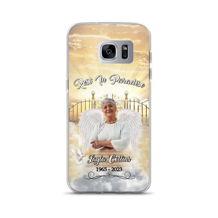 Custom Personalized Rest In Paradise Memorial Phone Case - Upload Photo - Memorial Gift Idea For Family - Case For iPhone And Samsung