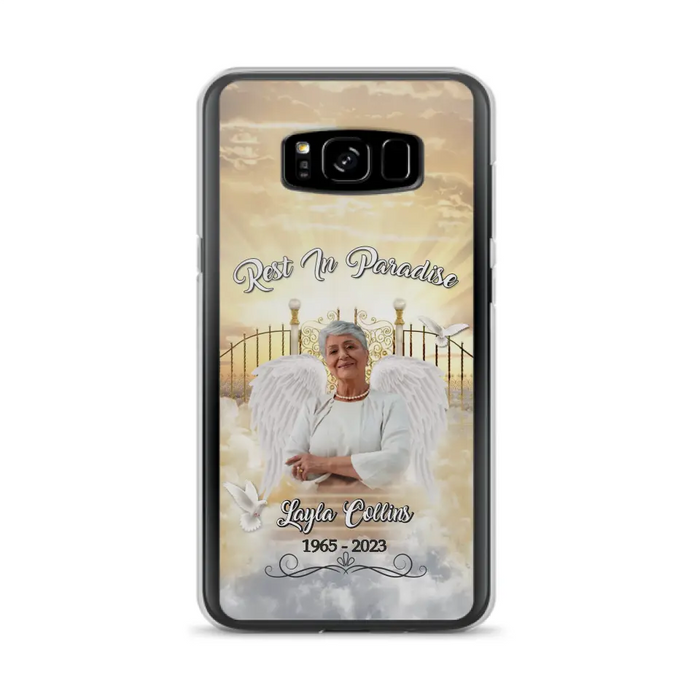 Custom Personalized Rest In Paradise Memorial Phone Case - Upload Photo - Memorial Gift Idea For Family - Case For iPhone And Samsung