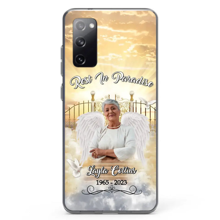 Custom Personalized Rest In Paradise Memorial Phone Case - Upload Photo - Memorial Gift Idea For Family - Case For iPhone And Samsung