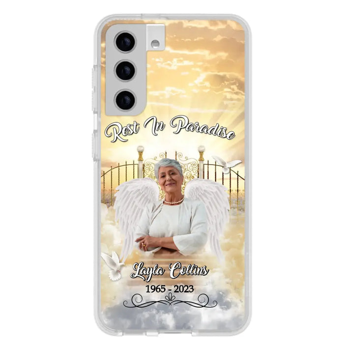 Custom Personalized Rest In Paradise Memorial Phone Case - Upload Photo - Memorial Gift Idea For Family - Case For iPhone And Samsung