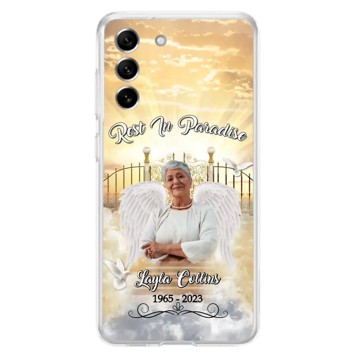 Custom Personalized Rest In Paradise Memorial Phone Case - Upload Photo - Memorial Gift Idea For Family - Case For iPhone And Samsung