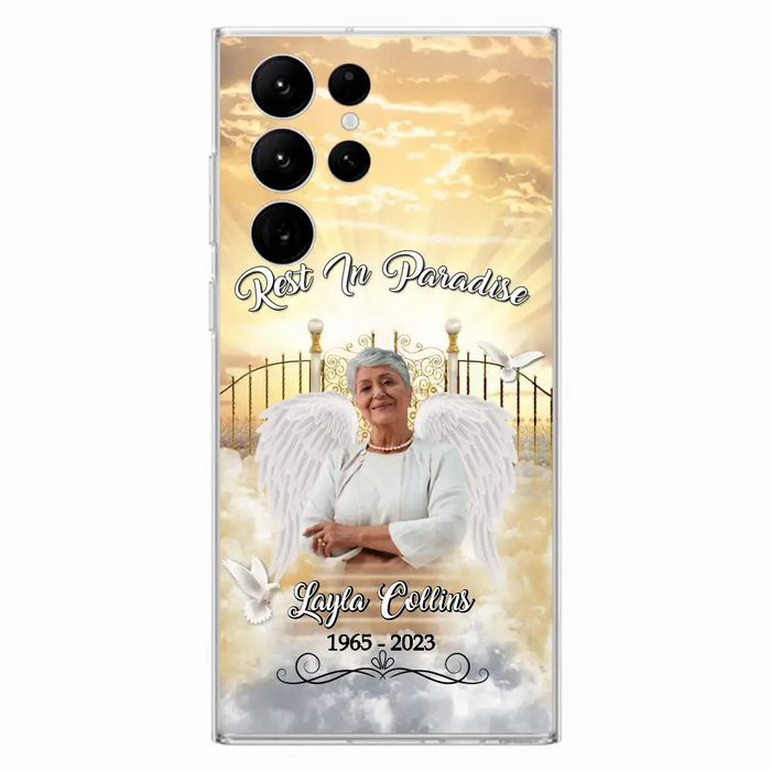 Custom Personalized Rest In Paradise Memorial Phone Case - Upload Photo - Memorial Gift Idea For Family - Case For iPhone And Samsung