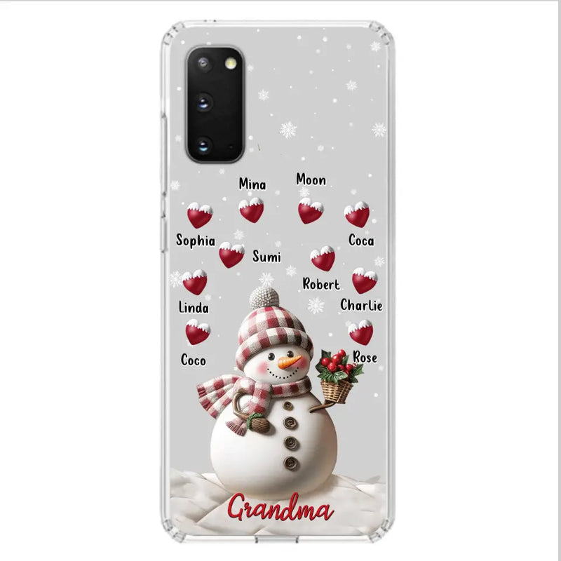 Custom Personalized Snowman Grandma Phone Case - Christmas Gift Idea For Grandma - Up to 10 Kids - Case For iPhone/Samsung