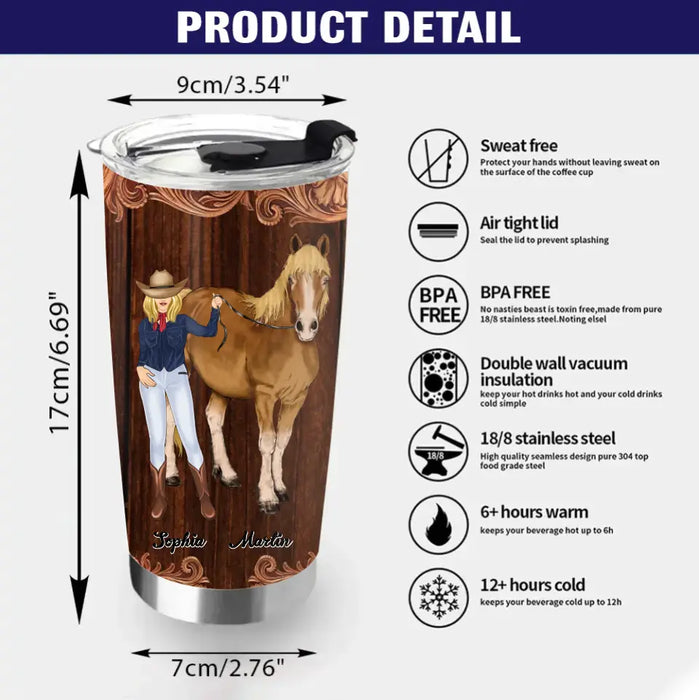 Custom Personalized Horse Lady Tumbler - Gift Idea For Horse Lovers - And She Lived Happily Ever After