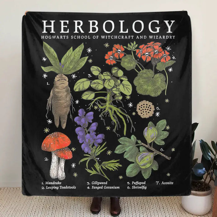 Custom Personalized Herbology Quilt/Single Layer Fleece Blanket - Gift Idea For Friends/ Family Member/ Plant Lover