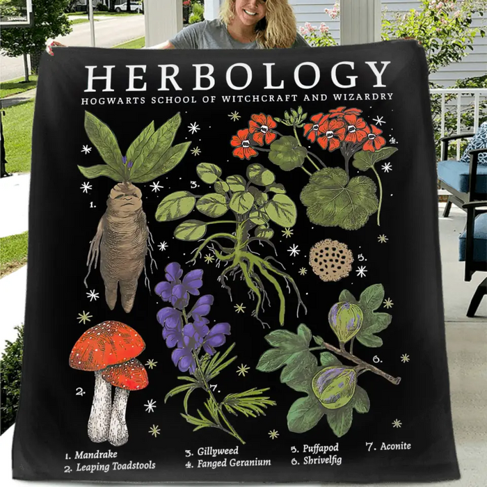 Custom Personalized Herbology Quilt/Single Layer Fleece Blanket - Gift Idea For Friends/ Family Member/ Plant Lover