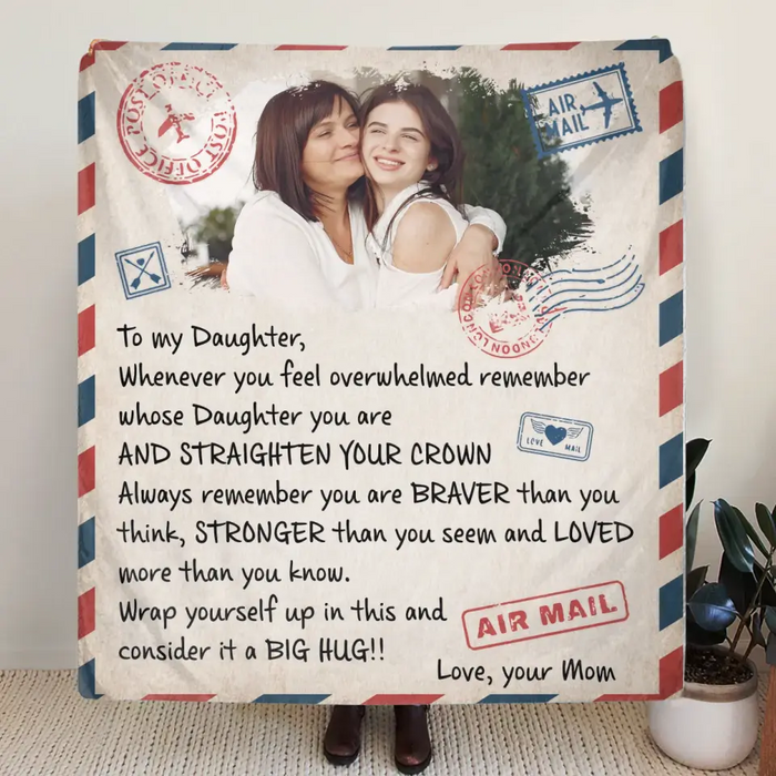 Custom Personalized Mom & Daughter Photo Quilt/ Fleece Throw Blanket - Gift Idea For Mom - Upload Photo - Whenever You Feel Overwhelmed