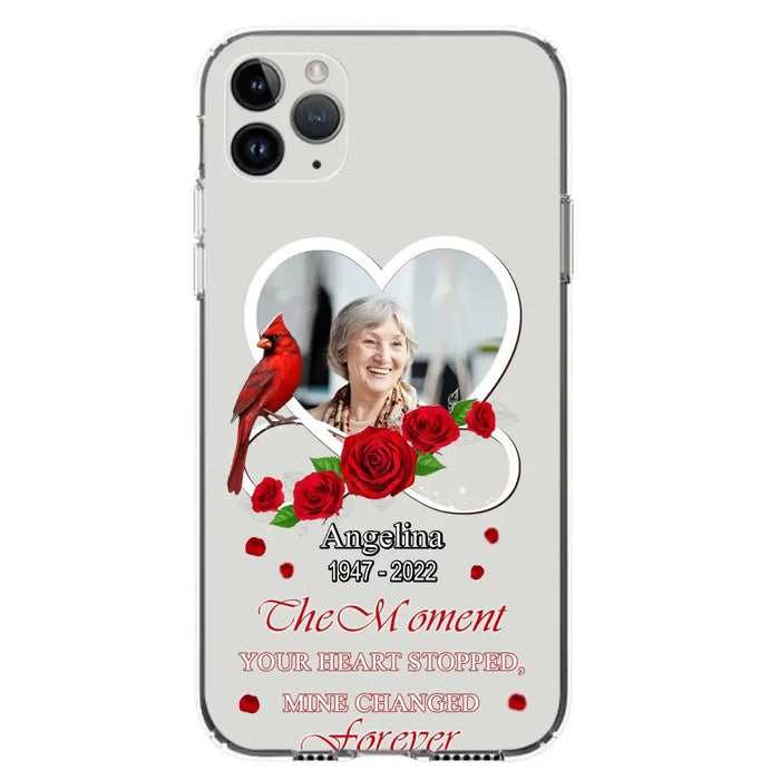 Custom Personalized Memorial Phone Case - Upload Photo - Memorial Gift Idea For Family Member - The Moment Your Heart Stopped Mine Changed Forever - Case For iPhone/Samsung