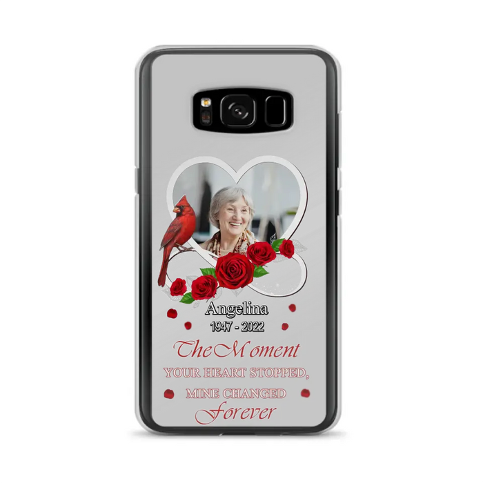 Custom Personalized Memorial Phone Case - Upload Photo - Memorial Gift Idea For Family Member - The Moment Your Heart Stopped Mine Changed Forever - Case For iPhone/Samsung