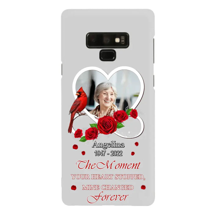 Custom Personalized Memorial Phone Case - Upload Photo - Memorial Gift Idea For Family Member - The Moment Your Heart Stopped Mine Changed Forever - Case For iPhone/Samsung