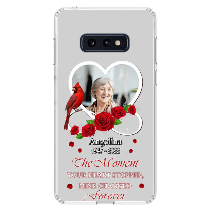 Custom Personalized Memorial Phone Case - Upload Photo - Memorial Gift Idea For Family Member - The Moment Your Heart Stopped Mine Changed Forever - Case For iPhone/Samsung