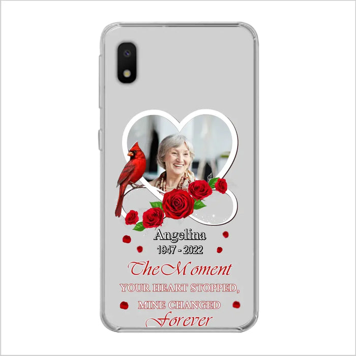 Custom Personalized Memorial Phone Case - Upload Photo - Memorial Gift Idea For Family Member - The Moment Your Heart Stopped Mine Changed Forever - Case For iPhone/Samsung