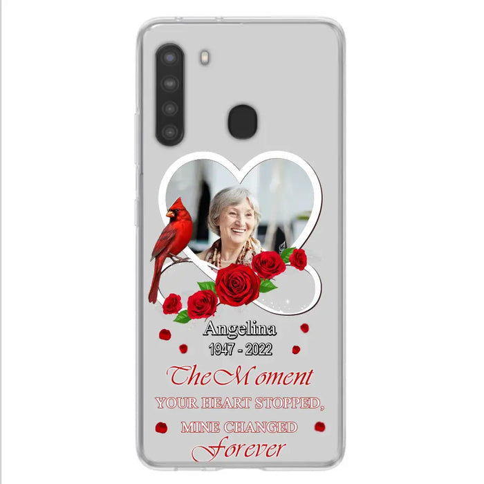 Custom Personalized Memorial Phone Case - Upload Photo - Memorial Gift Idea For Family Member - The Moment Your Heart Stopped Mine Changed Forever - Case For iPhone/Samsung