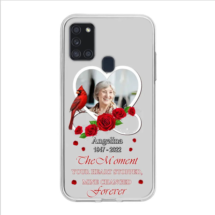 Custom Personalized Memorial Phone Case - Upload Photo - Memorial Gift Idea For Family Member - The Moment Your Heart Stopped Mine Changed Forever - Case For iPhone/Samsung