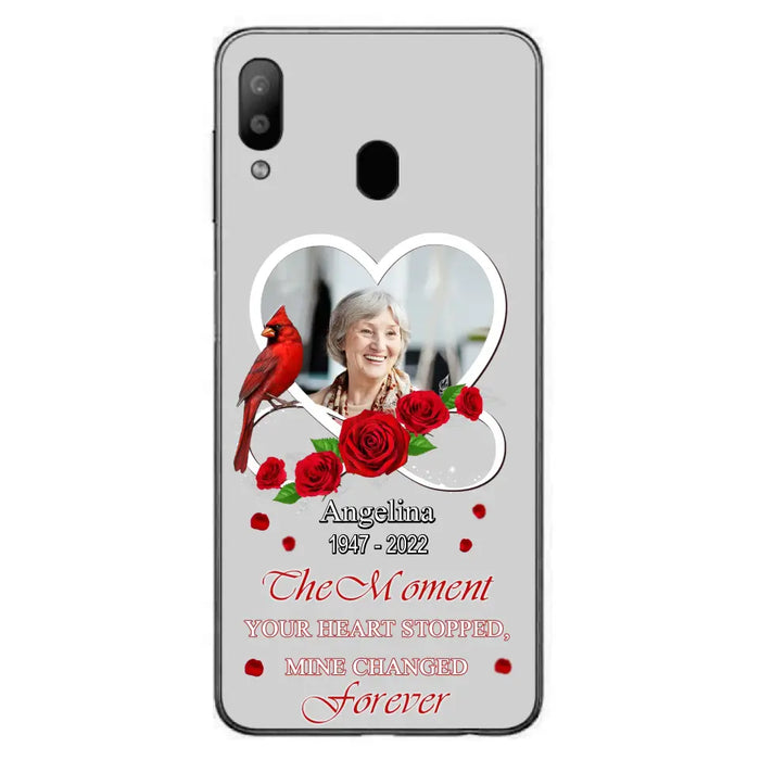 Custom Personalized Memorial Phone Case - Upload Photo - Memorial Gift Idea For Family Member - The Moment Your Heart Stopped Mine Changed Forever - Case For iPhone/Samsung