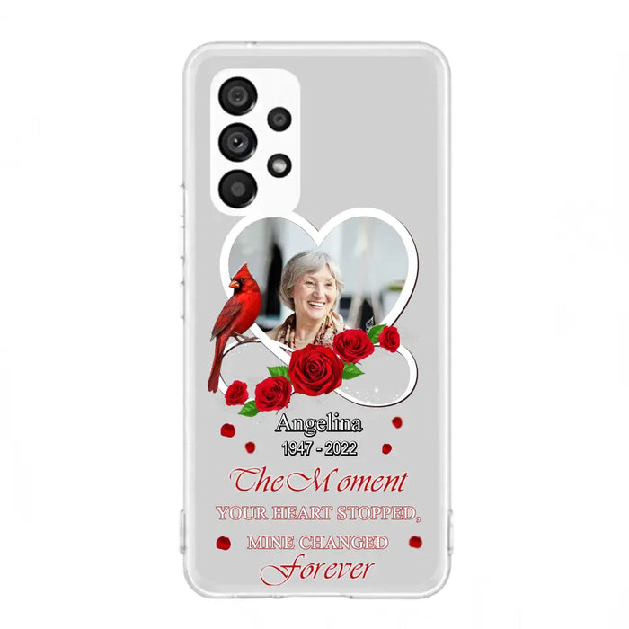 Custom Personalized Memorial Phone Case - Upload Photo - Memorial Gift Idea For Family Member - The Moment Your Heart Stopped Mine Changed Forever - Case For iPhone/Samsung