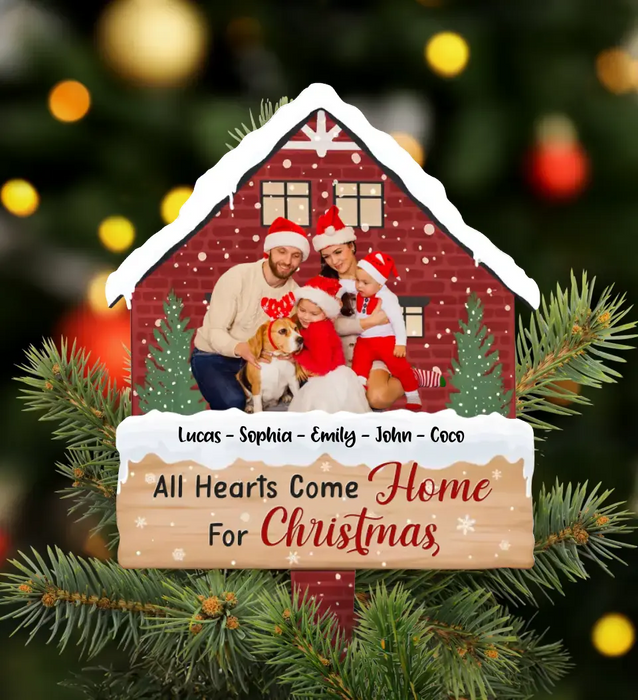 Custom Personalized Christmas Family Tree Topper - Upload Photo - Christmas 2023 Gift For Couple/ Family - All Hearts Come Home For Christmas