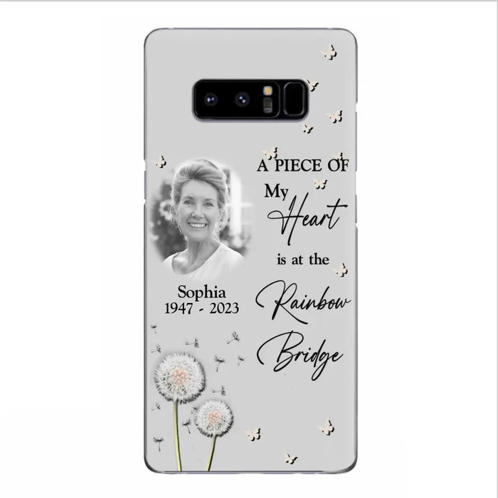 Custom Personalized Memorial Phone Case - Upload Photo - Memorial Gift Idea For Family Member - A Piece Of My Heart Is At The Rainbow Bridge - Case For iPhone/Samsung