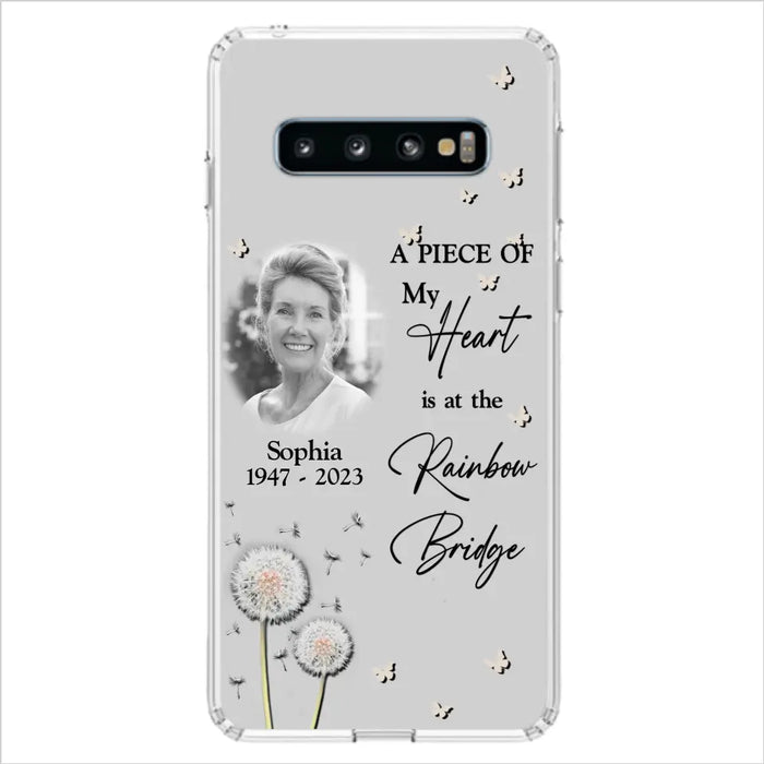 Custom Personalized Memorial Phone Case - Upload Photo - Memorial Gift Idea For Family Member - A Piece Of My Heart Is At The Rainbow Bridge - Case For iPhone/Samsung