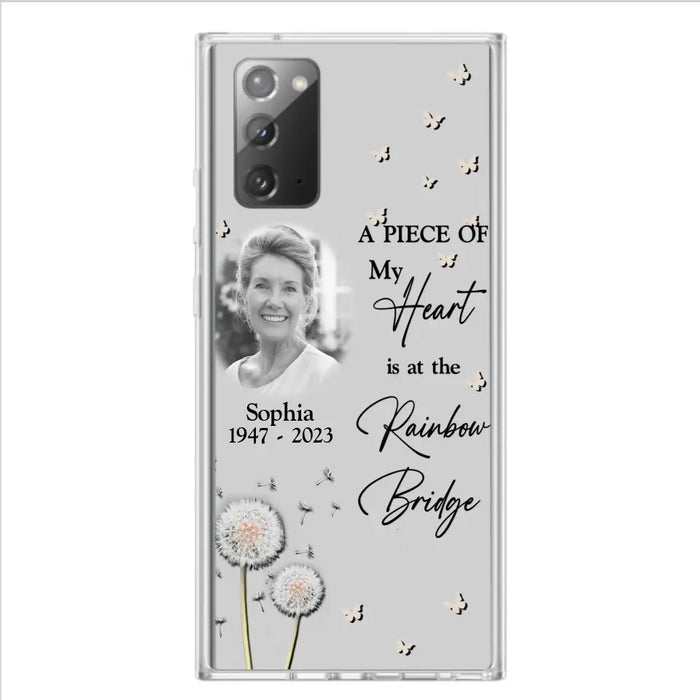 Custom Personalized Memorial Phone Case - Upload Photo - Memorial Gift Idea For Family Member - A Piece Of My Heart Is At The Rainbow Bridge - Case For iPhone/Samsung