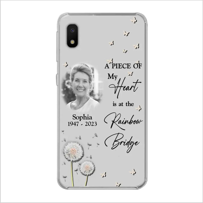 Custom Personalized Memorial Phone Case - Upload Photo - Memorial Gift Idea For Family Member - A Piece Of My Heart Is At The Rainbow Bridge - Case For iPhone/Samsung