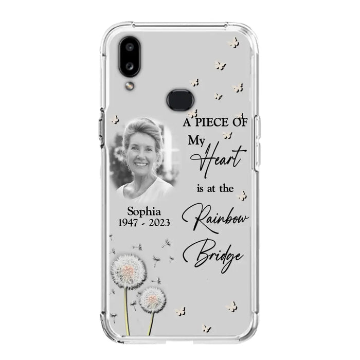 Custom Personalized Memorial Phone Case - Upload Photo - Memorial Gift Idea For Family Member - A Piece Of My Heart Is At The Rainbow Bridge - Case For iPhone/Samsung