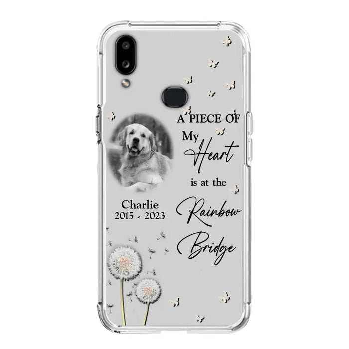 Personalized Memorial Phone Case - Upload Photo - Memorial Gift Idea For Pet Lover - A Piece Of My Heart Is At The Rainbow Bridge - Case For iPhone/Samsung