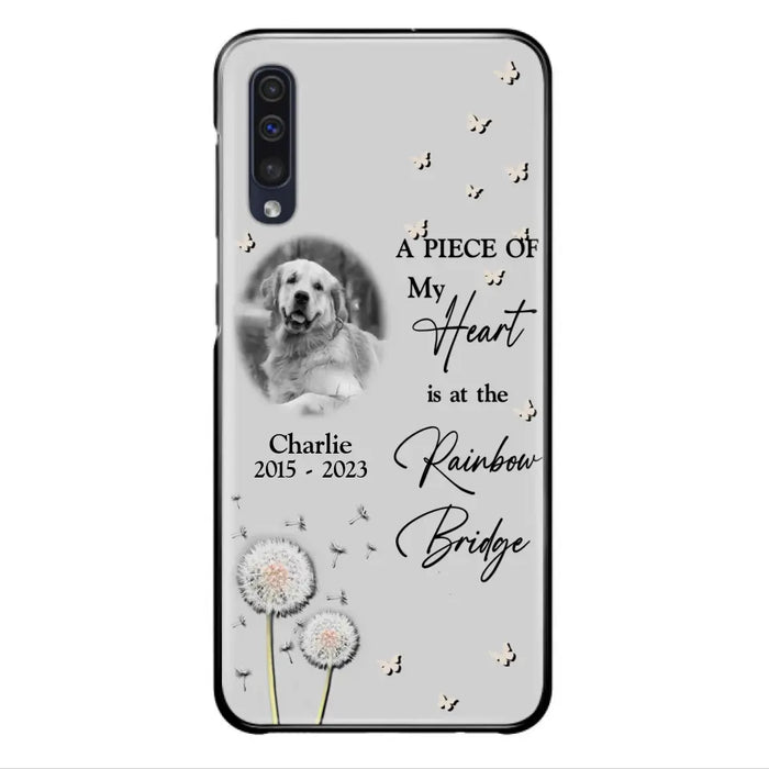 Personalized Memorial Phone Case - Upload Photo - Memorial Gift Idea For Pet Lover - A Piece Of My Heart Is At The Rainbow Bridge - Case For iPhone/Samsung