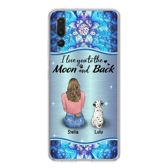 Personalized Dog Mom Phone Case - Upto 4 Dogs -Gift Idea For Dog Owners - I Love You To The Moon And Back - Case For Oppo/Xiaomi/Huawei