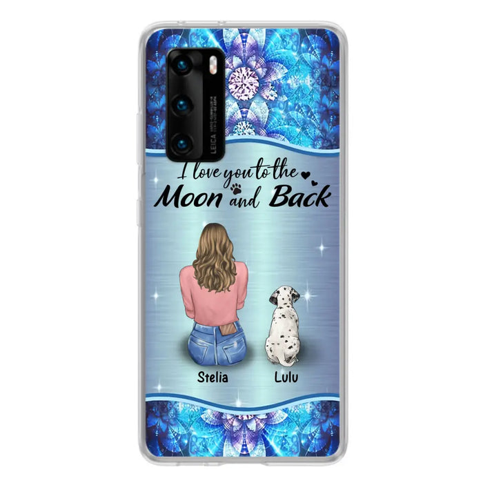 Personalized Dog Mom Phone Case - Upto 4 Dogs -Gift Idea For Dog Owners - I Love You To The Moon And Back - Case For Oppo/Xiaomi/Huawei