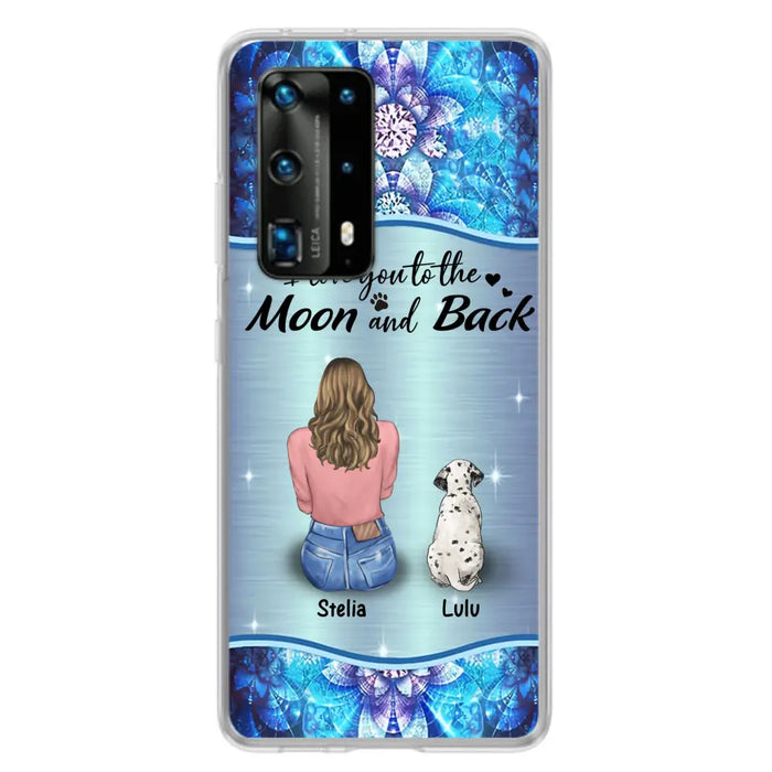 Personalized Dog Mom Phone Case - Upto 4 Dogs -Gift Idea For Dog Owners - I Love You To The Moon And Back - Case For Oppo/Xiaomi/Huawei