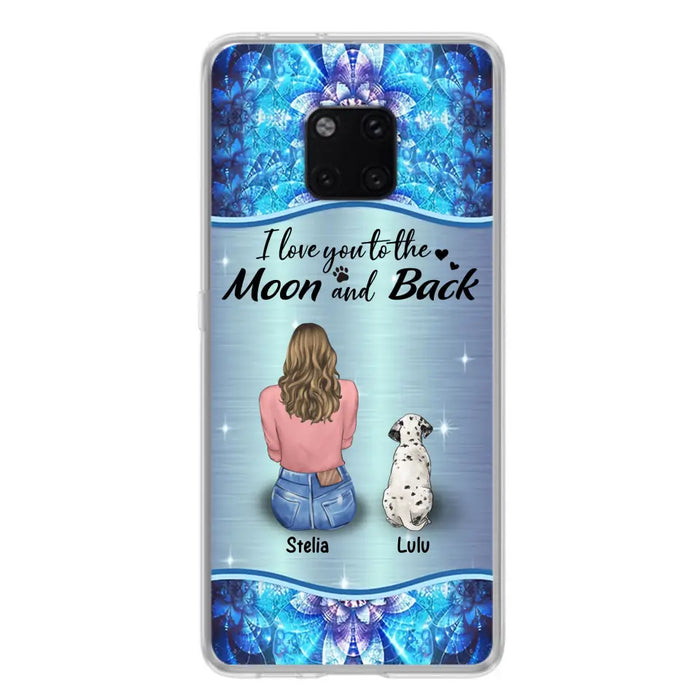 Personalized Dog Mom Phone Case - Upto 4 Dogs -Gift Idea For Dog Owners - I Love You To The Moon And Back - Case For Oppo/Xiaomi/Huawei