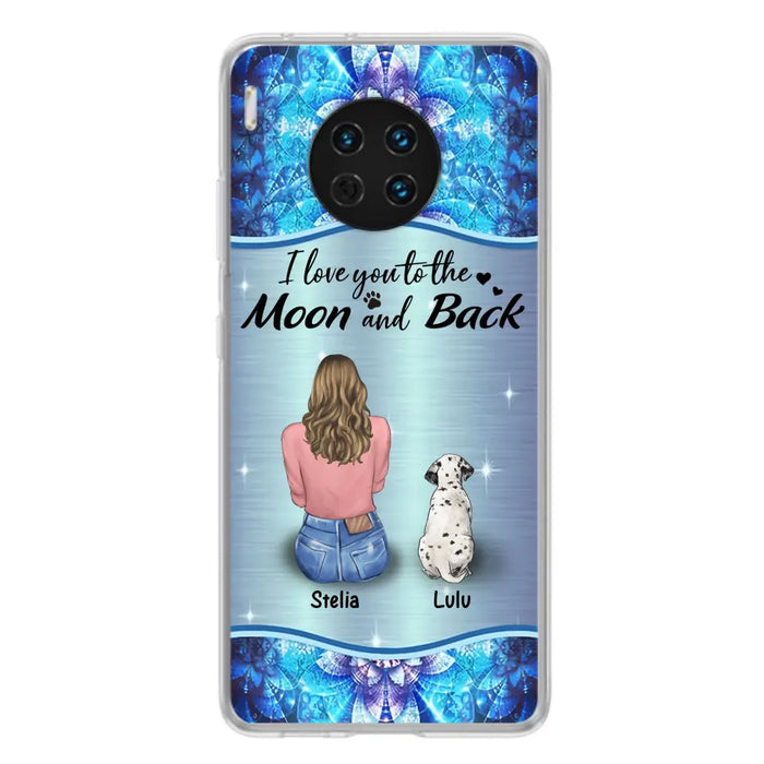 Personalized Dog Mom Phone Case - Upto 4 Dogs -Gift Idea For Dog Owners - I Love You To The Moon And Back - Case For Oppo/Xiaomi/Huawei