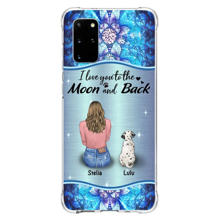 Personalized Dog Mom Phone Case - Upto 4 Dogs -Gift Idea For Dog Owners - I Love You To The Moon And Back - Case For iPhone/Samsung