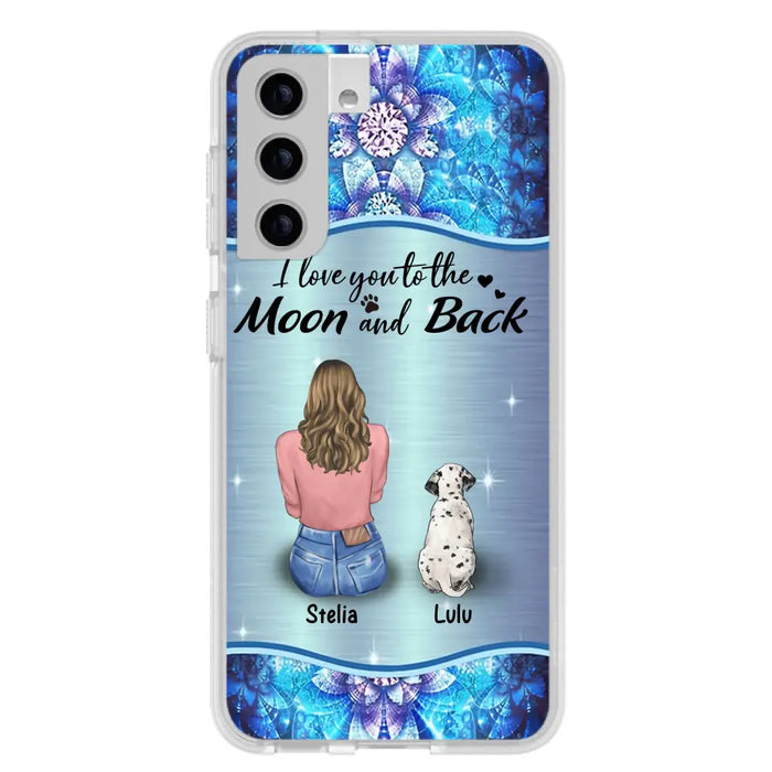 Personalized Dog Mom Phone Case - Upto 4 Dogs -Gift Idea For Dog Owners - I Love You To The Moon And Back - Case For iPhone/Samsung