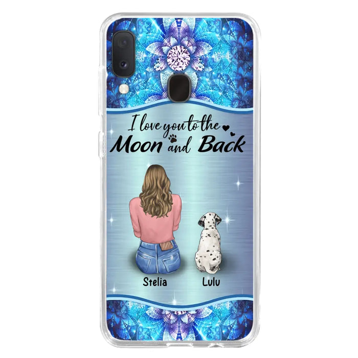 Personalized Dog Mom Phone Case - Upto 4 Dogs -Gift Idea For Dog Owners - I Love You To The Moon And Back - Case For iPhone/Samsung