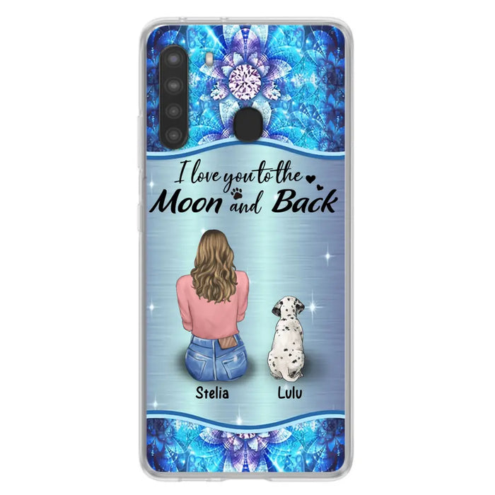 Personalized Dog Mom Phone Case - Upto 4 Dogs -Gift Idea For Dog Owners - I Love You To The Moon And Back - Case For iPhone/Samsung