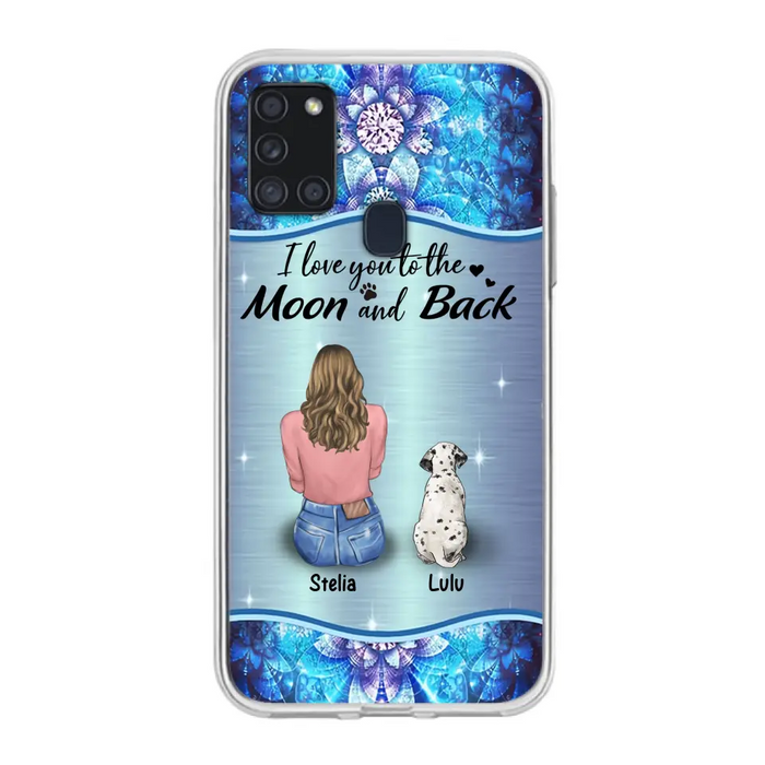 Personalized Dog Mom Phone Case - Upto 4 Dogs -Gift Idea For Dog Owners - I Love You To The Moon And Back - Case For iPhone/Samsung