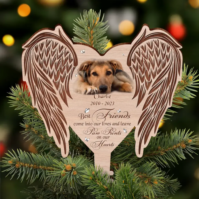 Custom Personalized Memorial Photo Tree Topper - Memorial Gift Idea for Christmas - Best Friends Come Into Our Lives And Leave Paw Prints On Our Hearts