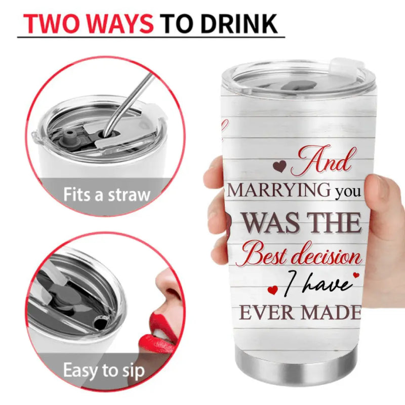 Personalized Christmas Couple Tumbler - Christmas Gift Idea For Couple/Husband/Wife - God Blessed The Broken Road That Led Me Straight To You