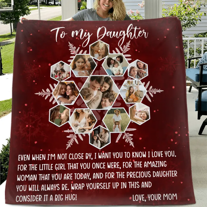 Custom Personalized To My Daughter Photo Quilt/ Single Layer Fleece Blanket - Gift Idea For Daughter - Upload Photo - Consider It A Big Hug