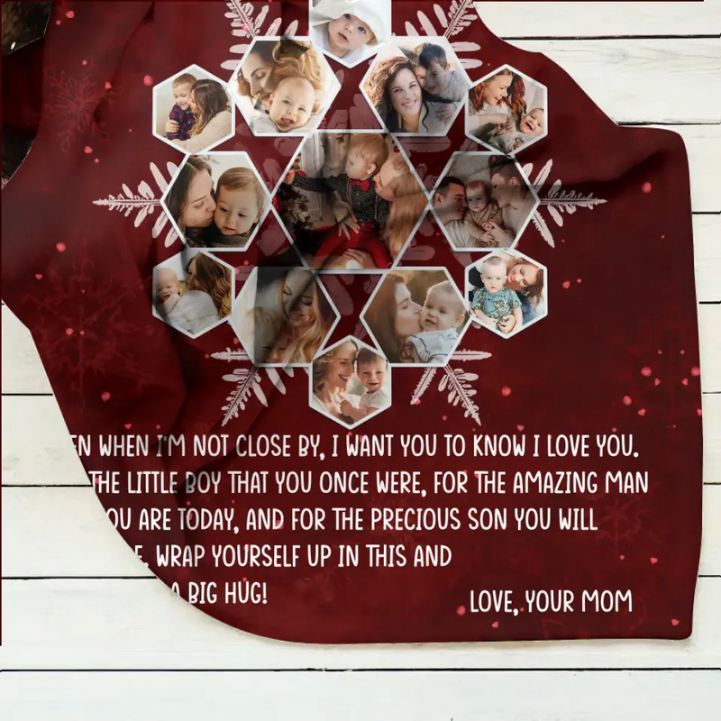 Personalized To My Son Photo Quilt/Fleece Throw Blanket - Gift Idea For Son - Upload Photo - Consider It A Big Hug