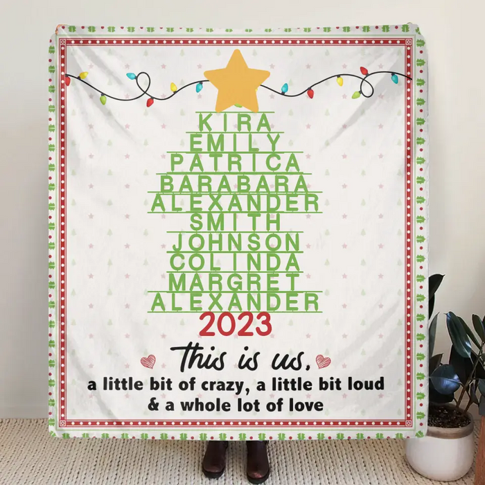 Custom Personalized Family Christmas Tree Quilt/ Single Layer Fleece Blanket - Gift Idea For Family/ Christmas - This Is Us