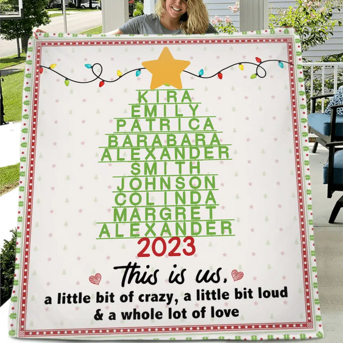 Custom Personalized Family Christmas Tree Quilt/ Single Layer Fleece Blanket - Gift Idea For Family/ Christmas - This Is Us