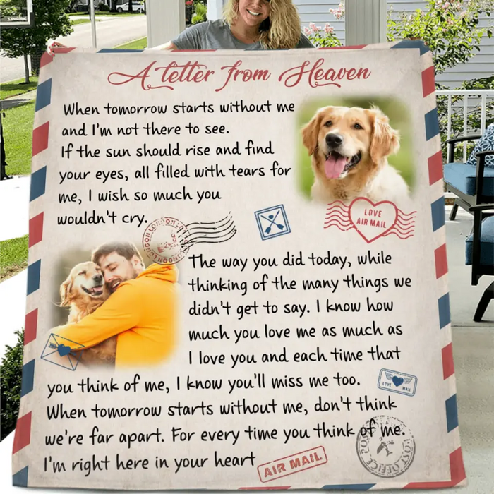 Personalized Memorial Pet Quilt/Single Layer Fleece Blanket - Upload Photo - Memorial Gift Idea For Pet Owners - A Letter From Heaven