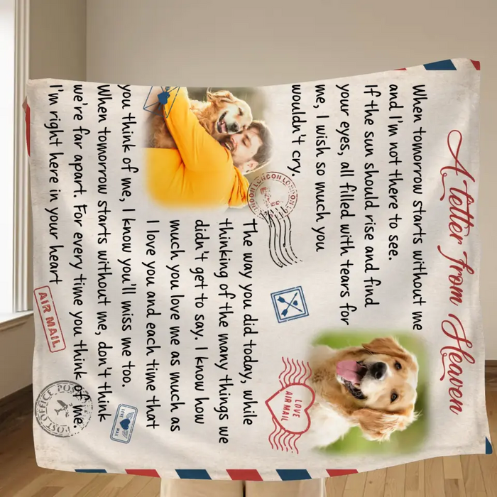 Personalized Memorial Pet Quilt/Single Layer Fleece Blanket - Upload Photo - Memorial Gift Idea For Pet Owners - A Letter From Heaven