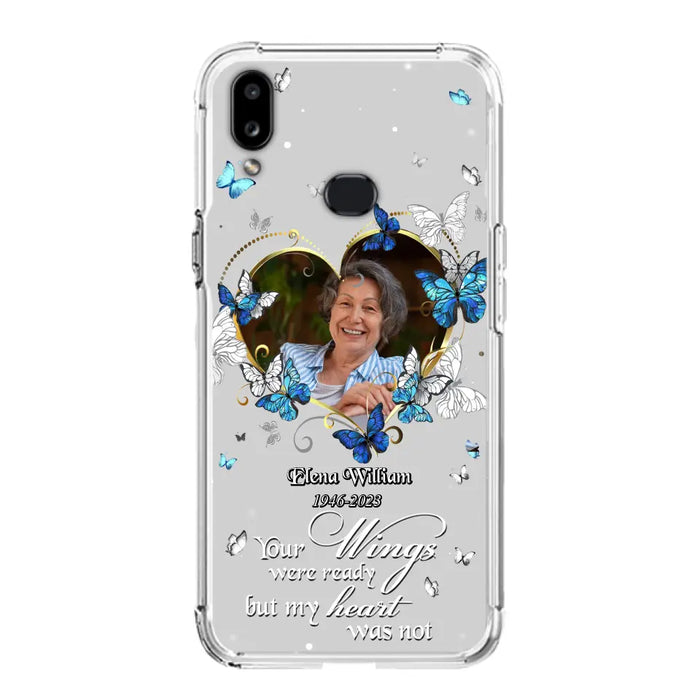 Custom Personalized Memorial Butterfly Heart Phone Case - Memorial Gift Idea For Family - Case For iPhone/Samsung - Your Wings Were Ready But My Heart Was Not