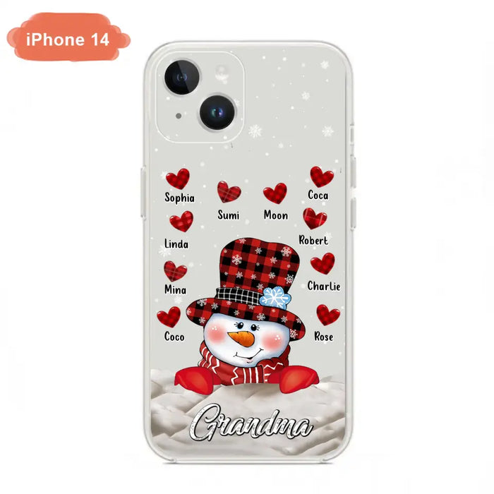 Personalized Snowman Grandma Phone Case - Christmas Gift Idea For Grandma - Up to 10 Kids - Case For iPhone/Samsung